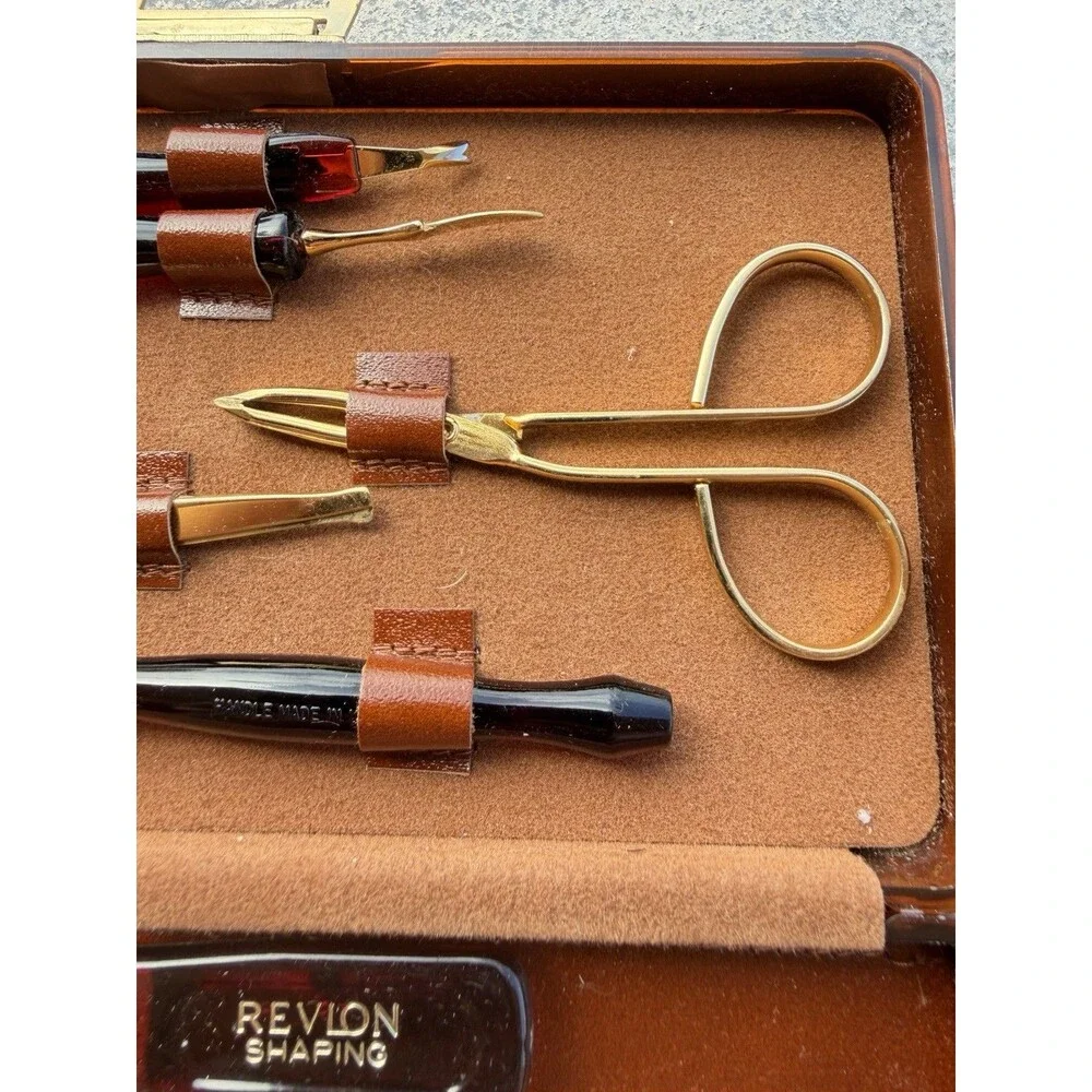 Vintage Revlon 7-Piece ManicureSet in Leather Case, Made in Austria